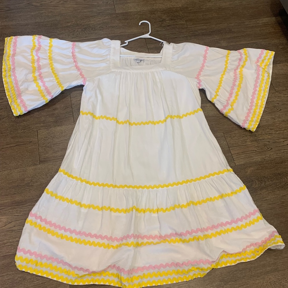 Lisa Marie Fernandez dress with bell/flare sleeve & RicRac detailing, SZ Medium